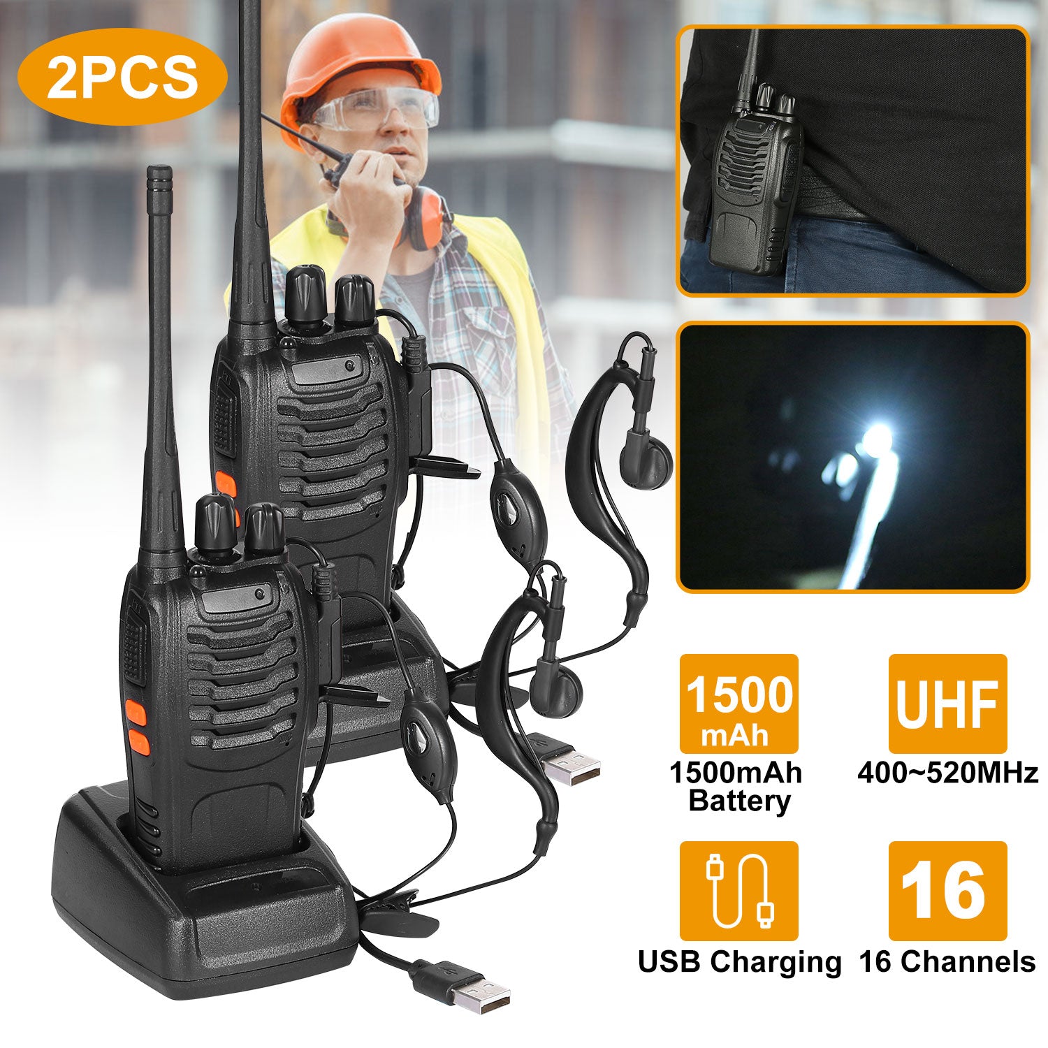 Two Way Radio UHF 16CH 400-470MHZ Long Range