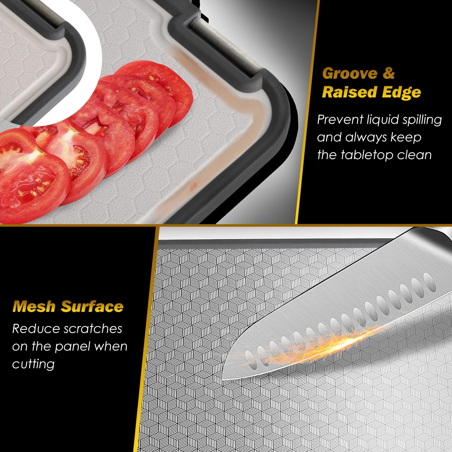 2Pcs Double Sided Cutting Board Stainless