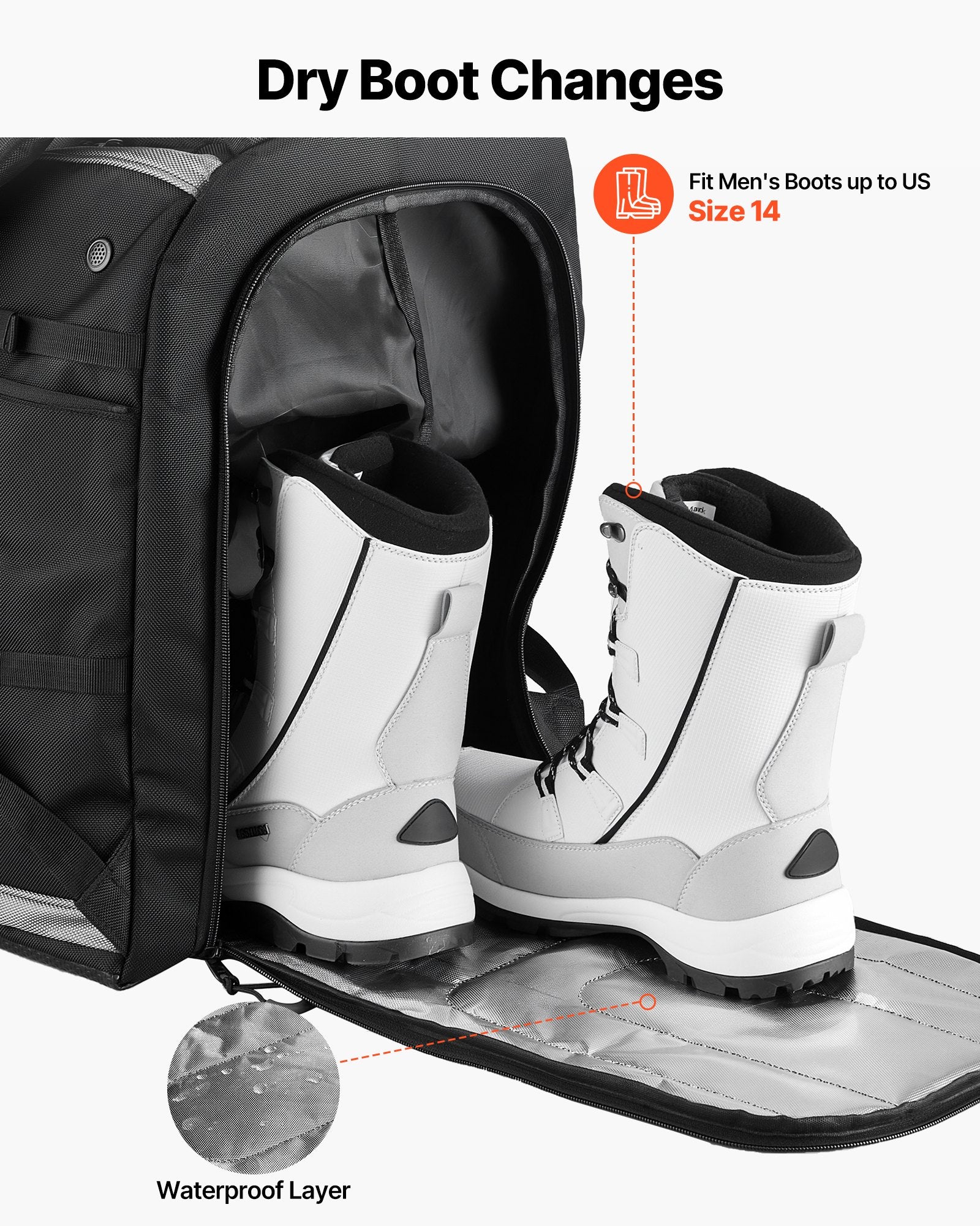 Ski Boot Bag, 65L, Snowboard Boots Travel Backpack