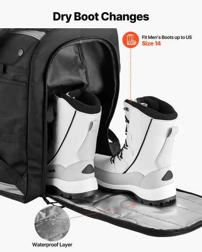 Ski Boot Bag, 65L, Snowboard Boots Travel Backpack