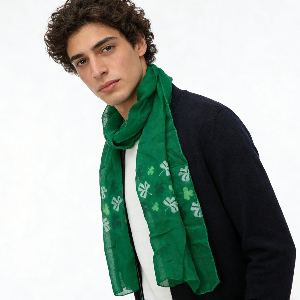 Olive Skinny Printed Scarf For Women and Men