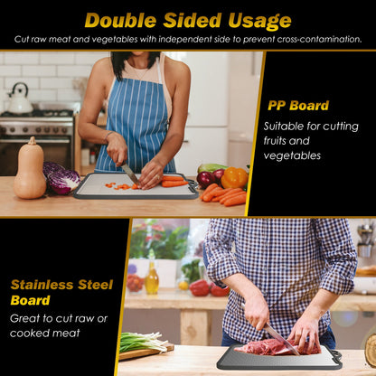 2Pcs Double Sided Cutting Board Stainless