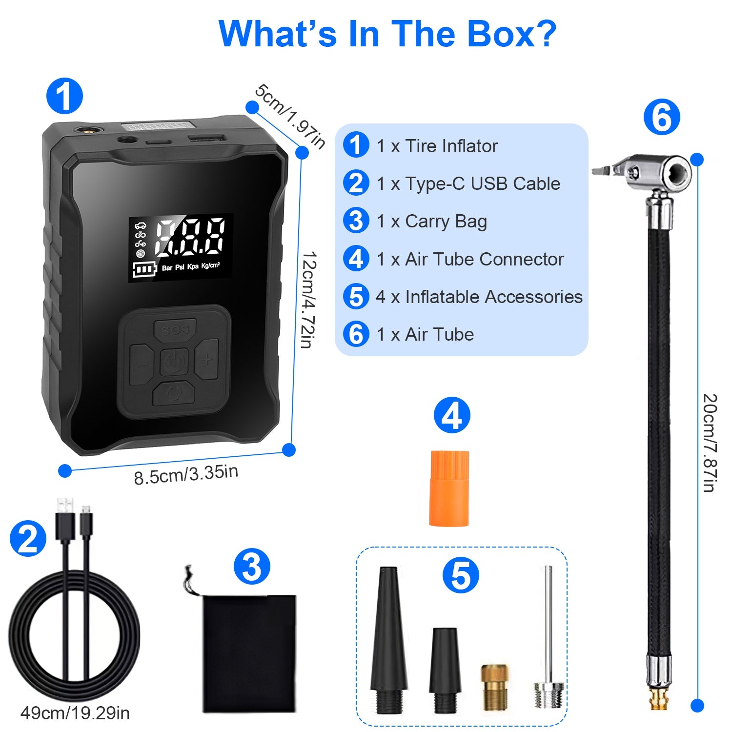 1Pc 150PSI Cordless Tire Inflator Digital Air