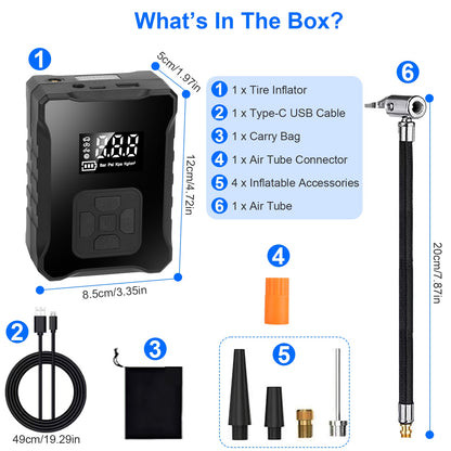 1Pc 150PSI Cordless Tire Inflator Digital Air