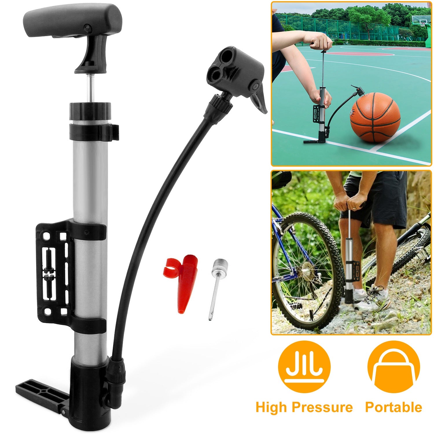 1Pc Minibike Inflator Portable Bicycle Tire Inflator Ball Air