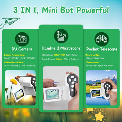 1Pc 3 In 1 Kids Microscope Telescope Cameras