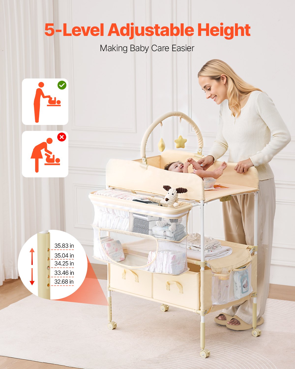 Foldable Diaper Change Station With 2 Fabric Drawers