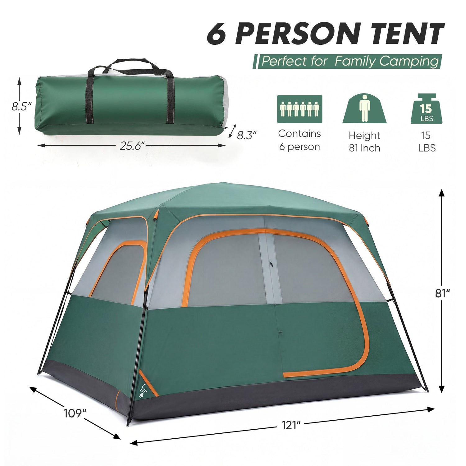 6-person Waterproof and Windproof Family Camping