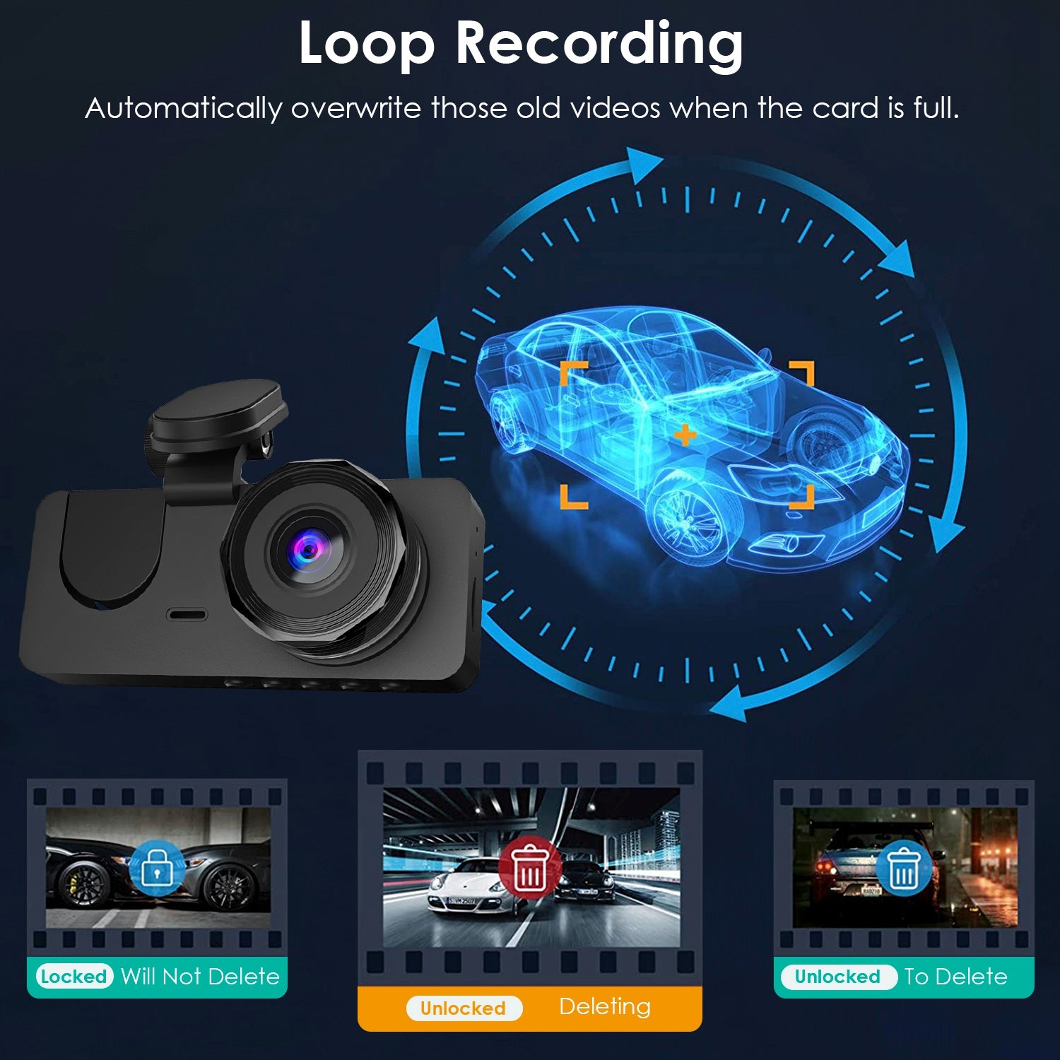 3 Channel Dash Cam Front Inside Rear for Vehicles