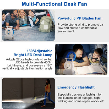 Desk Cooling Fan With 180Degree Adjustable LED Lamp