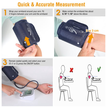 1Pc Digital Arm Blood Pressure Monitor with Voice