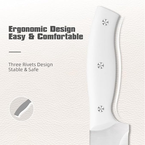 15-Piece White Kitchen Knife Set
