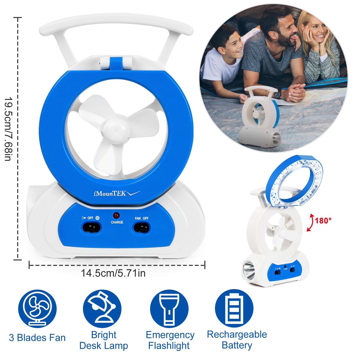 Desk Cooling Fan With 180Degree Adjustable LED Lamp