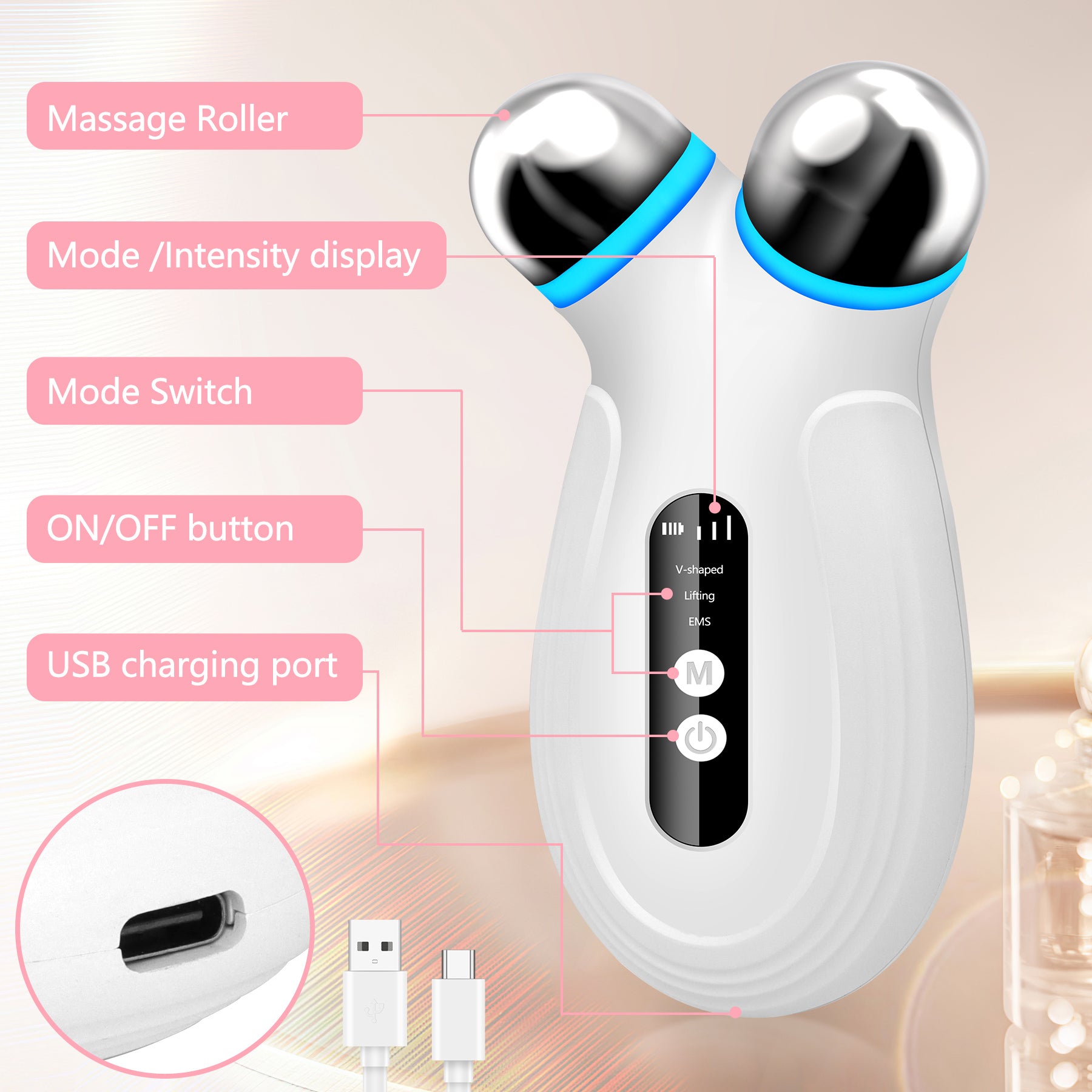 Anti-Aging and Wrinkles Microcurrent Facial Device