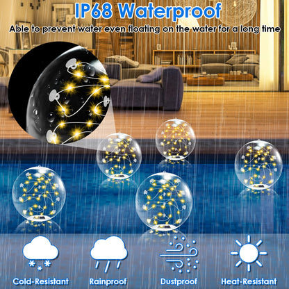 2Pcs Floating Pool Lights 14in Solar Powered