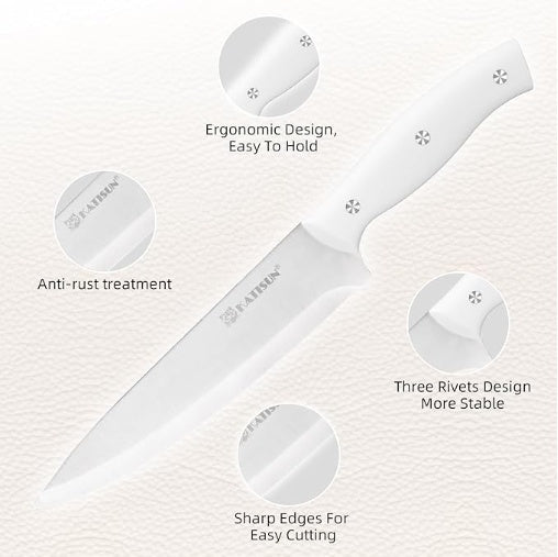 15-Piece White Kitchen Knife Set