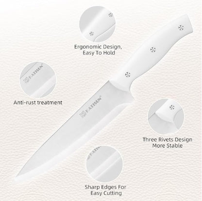 15-Piece White Kitchen Knife Set