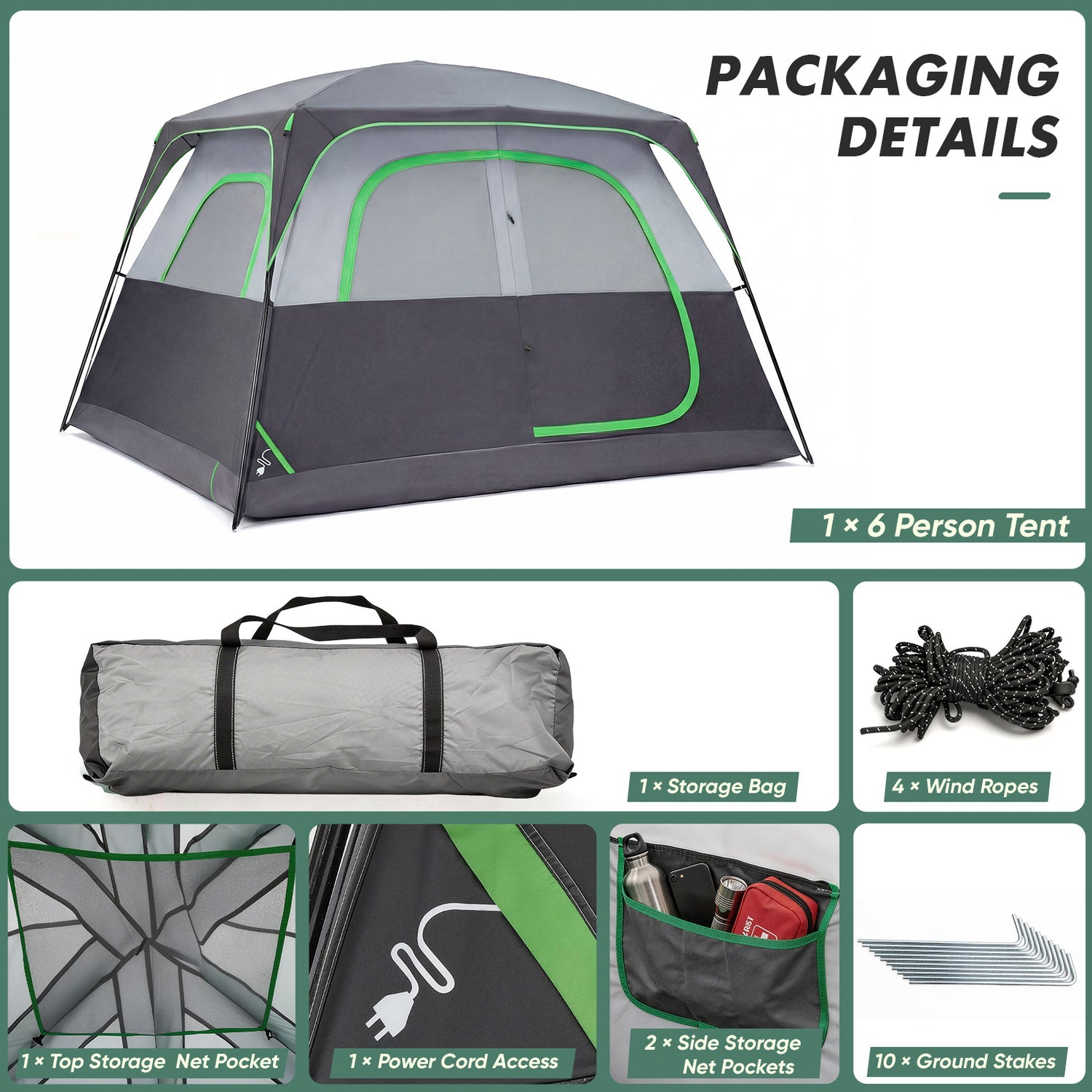 6-person Waterproof and Windproof Family Camping