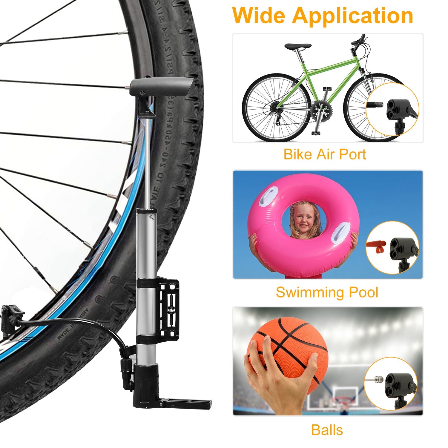 1Pc Minibike Inflator Portable Bicycle Tire Inflator Ball Air