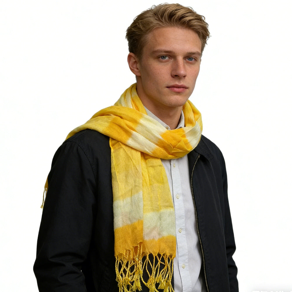 Yellow Floral Pattern Printed Scarf