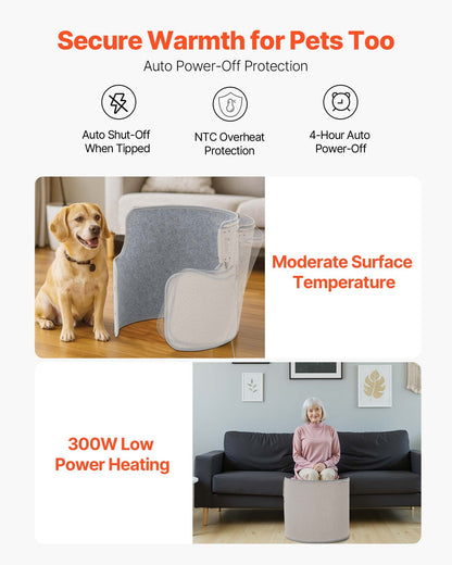 Under Desk Space Heater, Rollable Foot Warmer