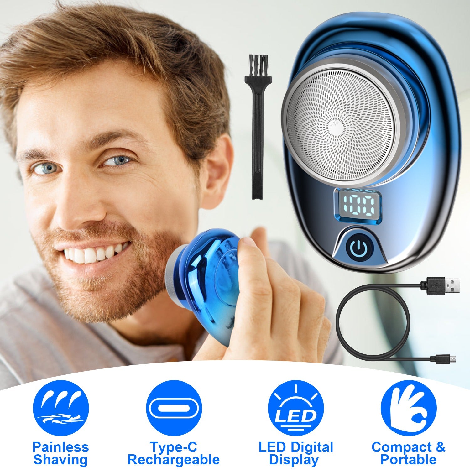 1Pc Portable Electric Shaver Razor for Men