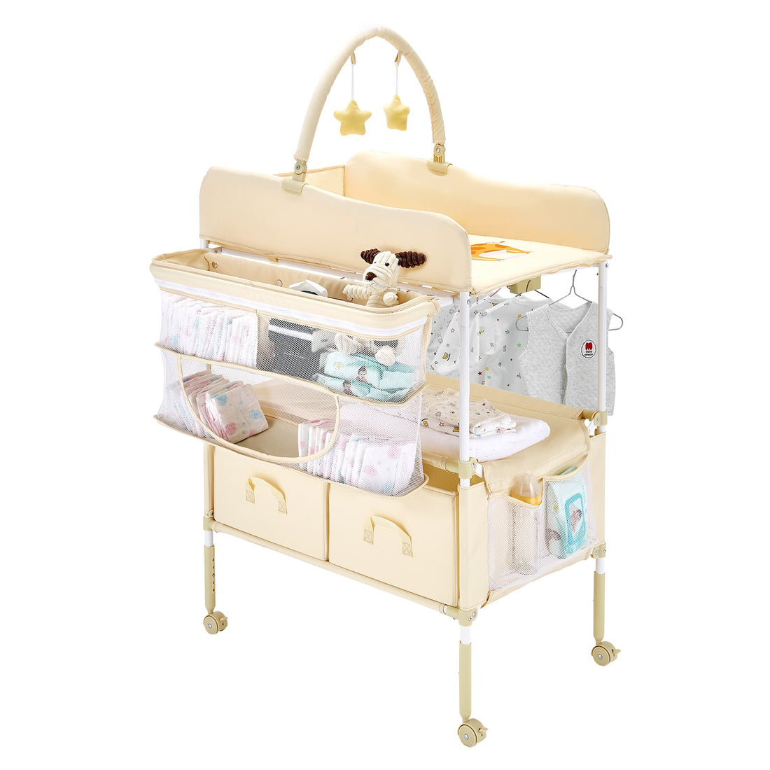 Foldable Diaper Change Station With 2 Fabric Drawers
