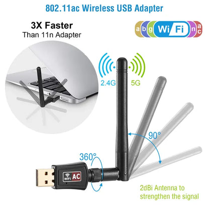 USB Wi-Fi Adapter AC600Mbps 5G/2.4G