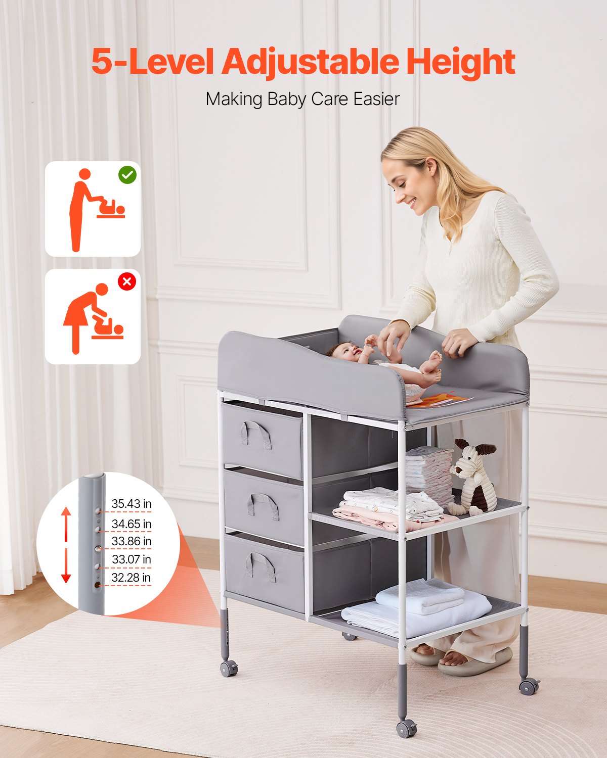 Baby Changing Table, Portable Diaper Change Station