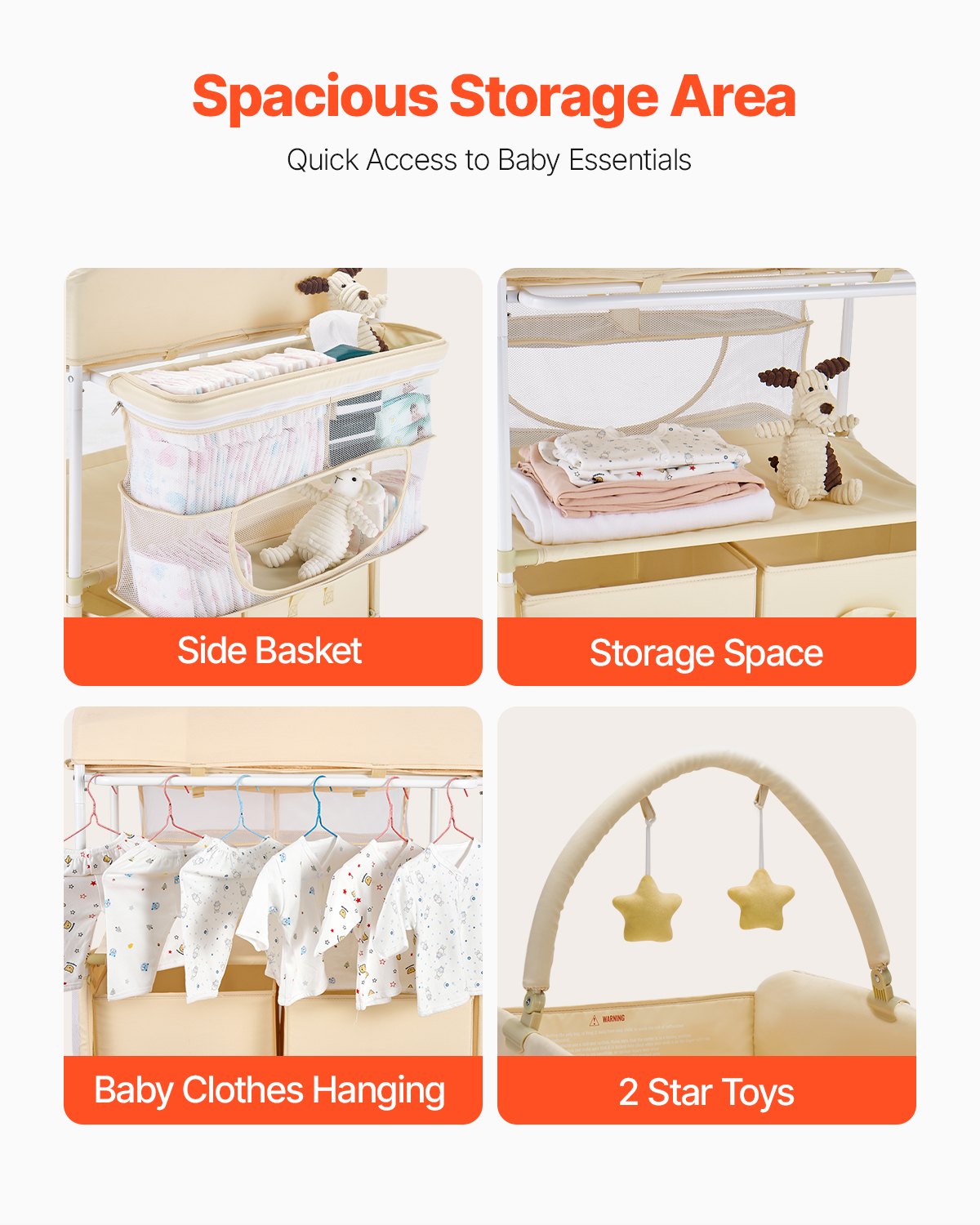 Foldable Diaper Change Station With 2 Fabric Drawers