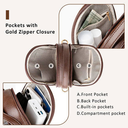 Small Crossbody Bag for Women With 2 Zippers