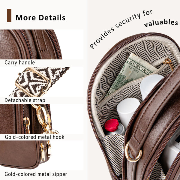 Small Crossbody Bag for Women With 2 Zippers