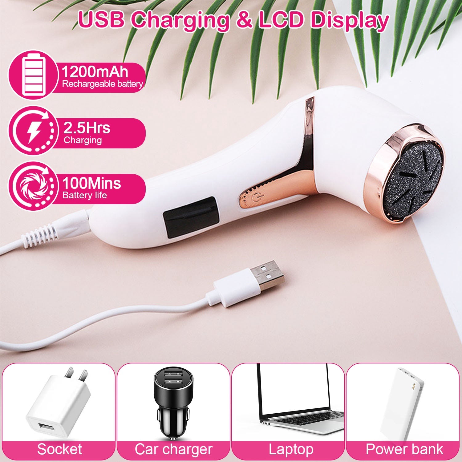 17Pcs Electric Foot Callus Remover with Vacuum Foot Grinder