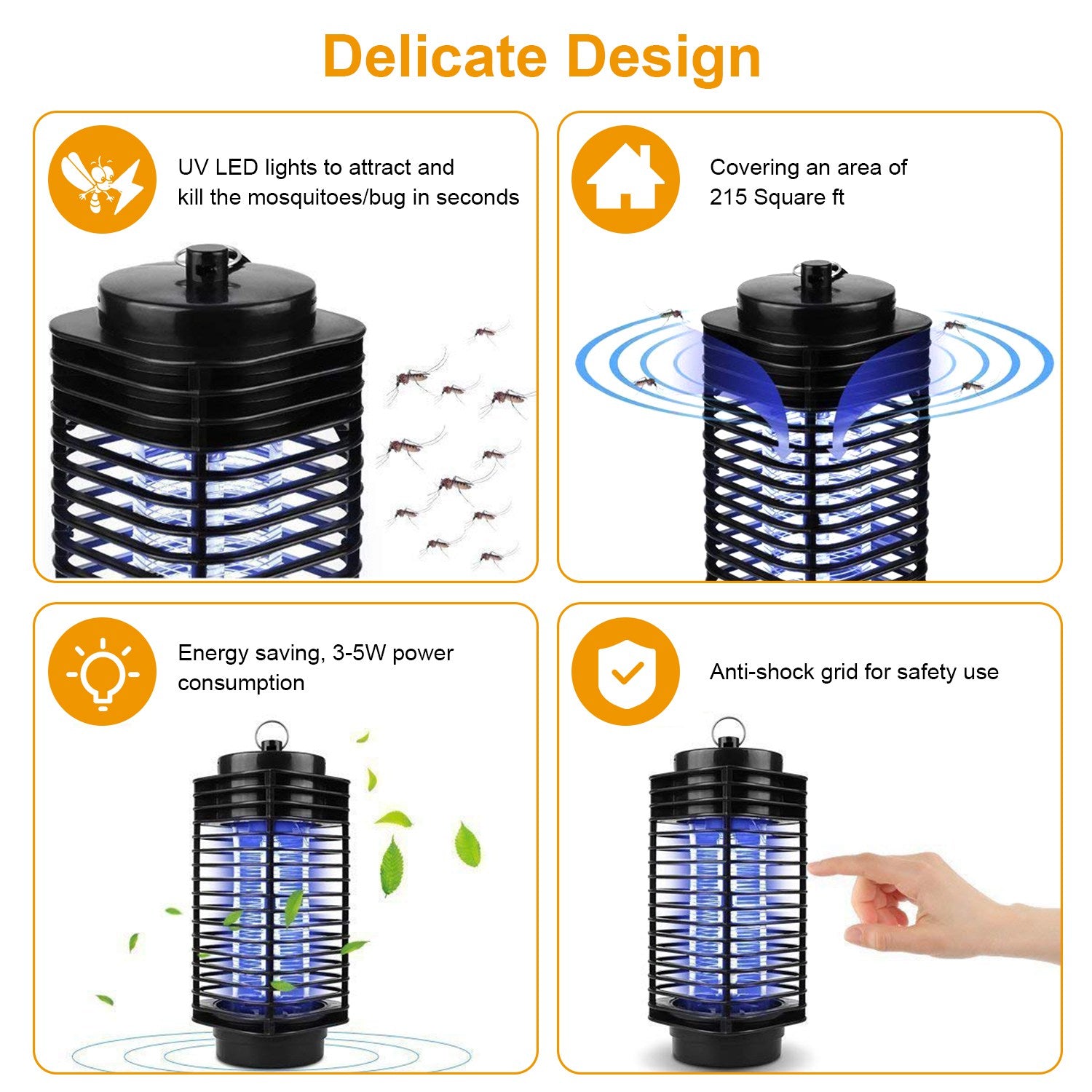 1Pc Electric Bug Zapper UV Light Flying Zapper Insect Killer