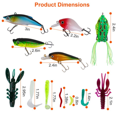 383Pcs Fishing Lures Tackle Box Bass Fishing Animated Lure Crankbaits