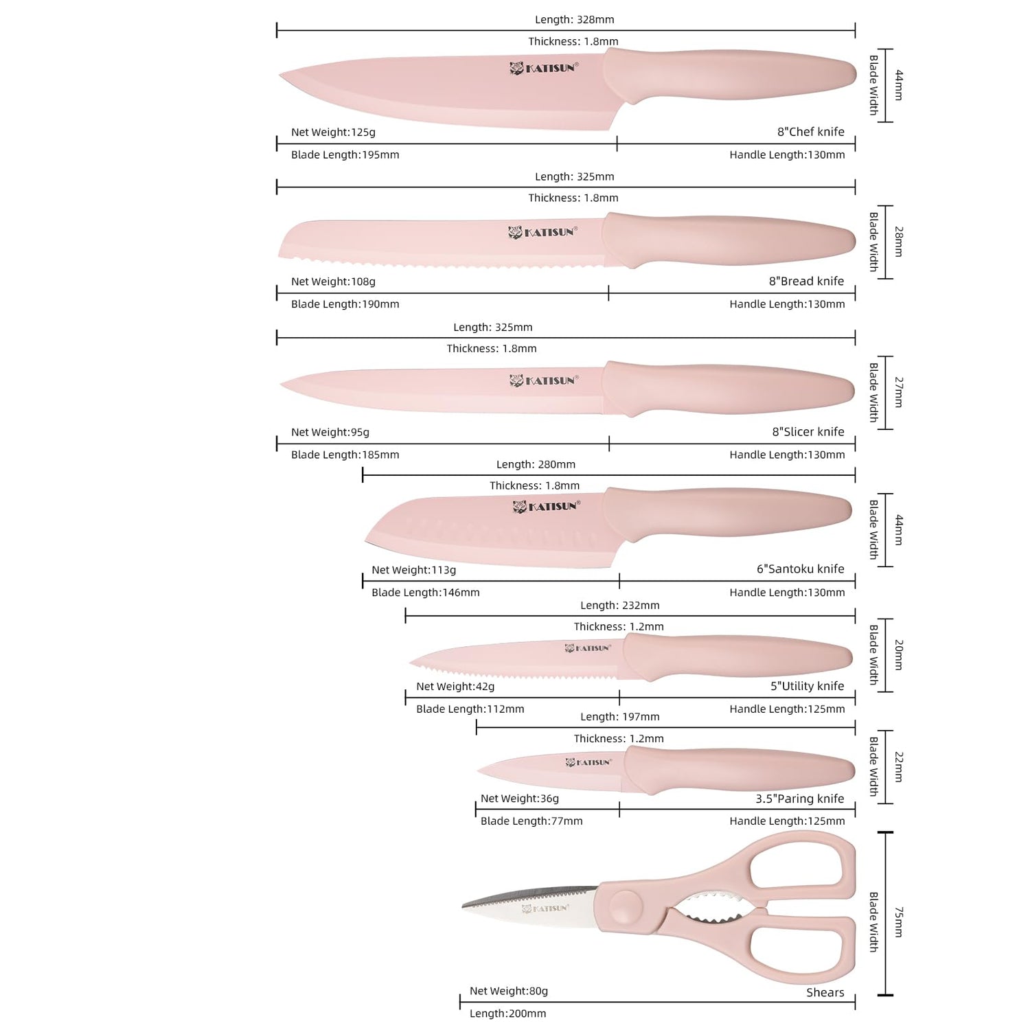 Kitchen Knife Set with Guards 13 Piece set