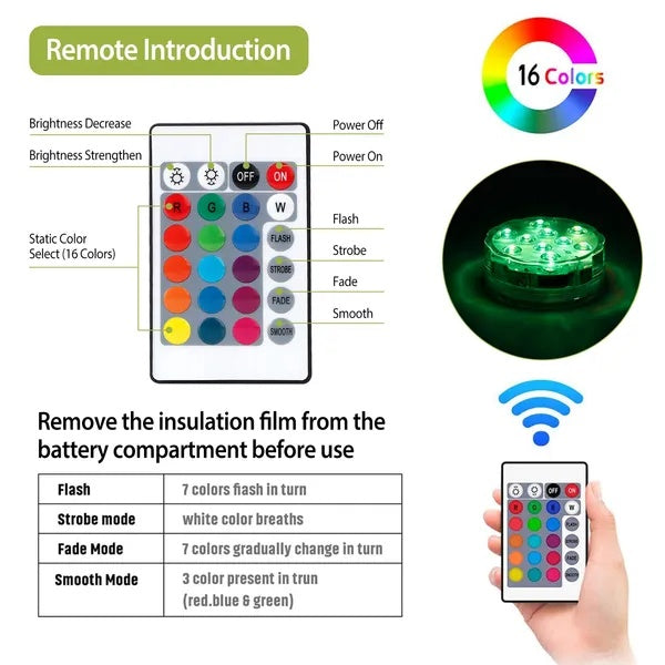 4Pcs Waterproof Underwater Color Changing Lamps with Remote