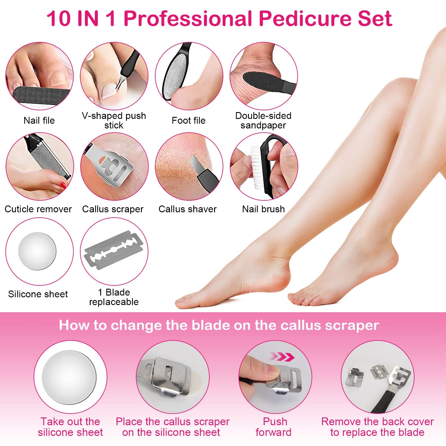 17Pcs Electric Foot Callus Remover with Vacuum Foot Grinder