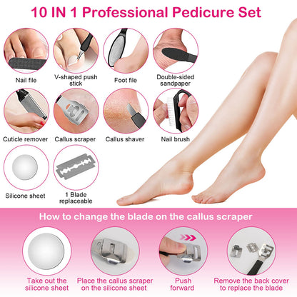17Pcs Electric Foot Callus Remover with Vacuum Foot Grinder