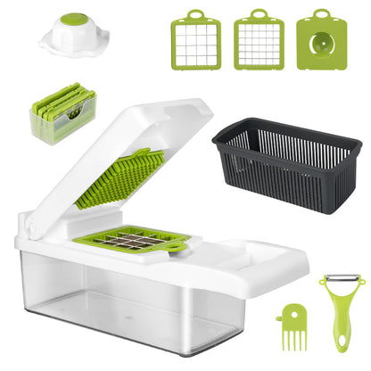 1Set 12 In 1 Vegetable Chopper With Container