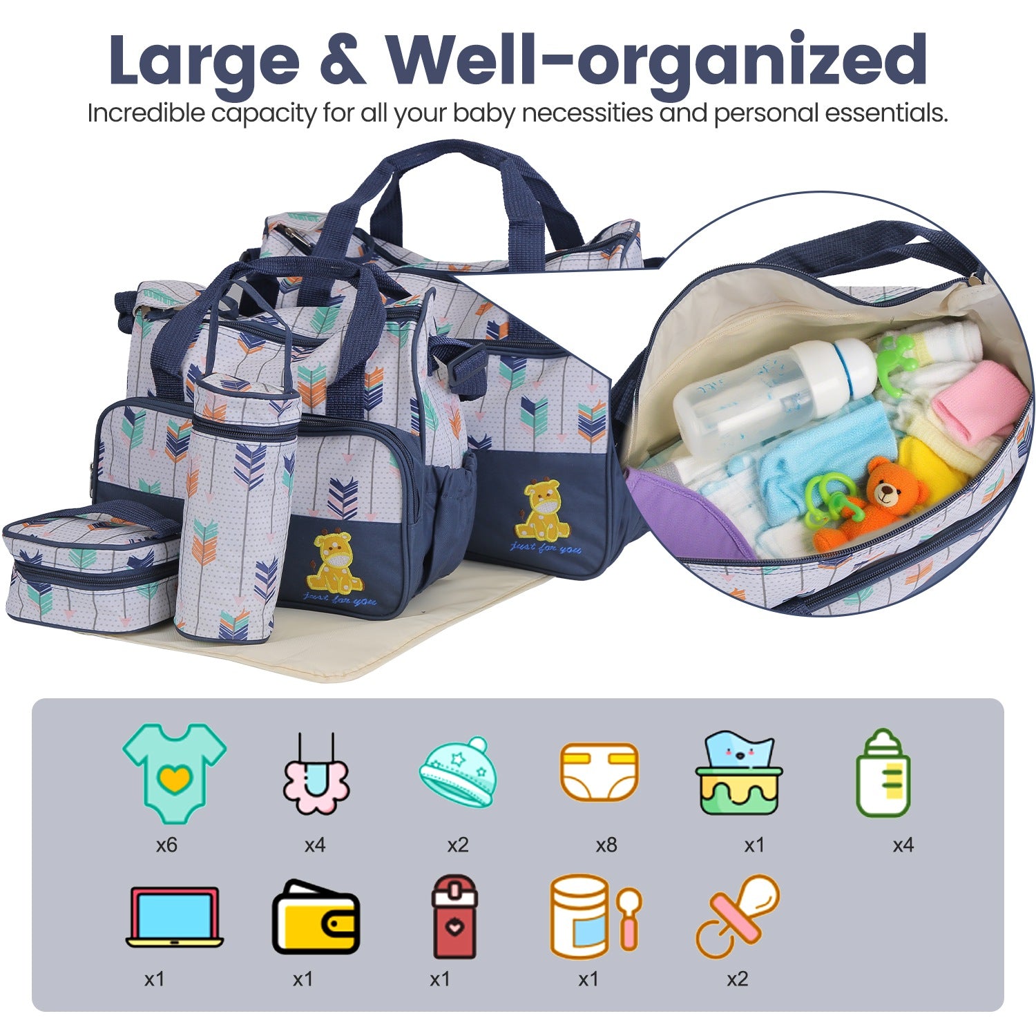 5Pcs Baby Nappy Diaper Bags