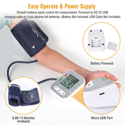 1Pc Digital Arm Blood Pressure Monitor with Voice