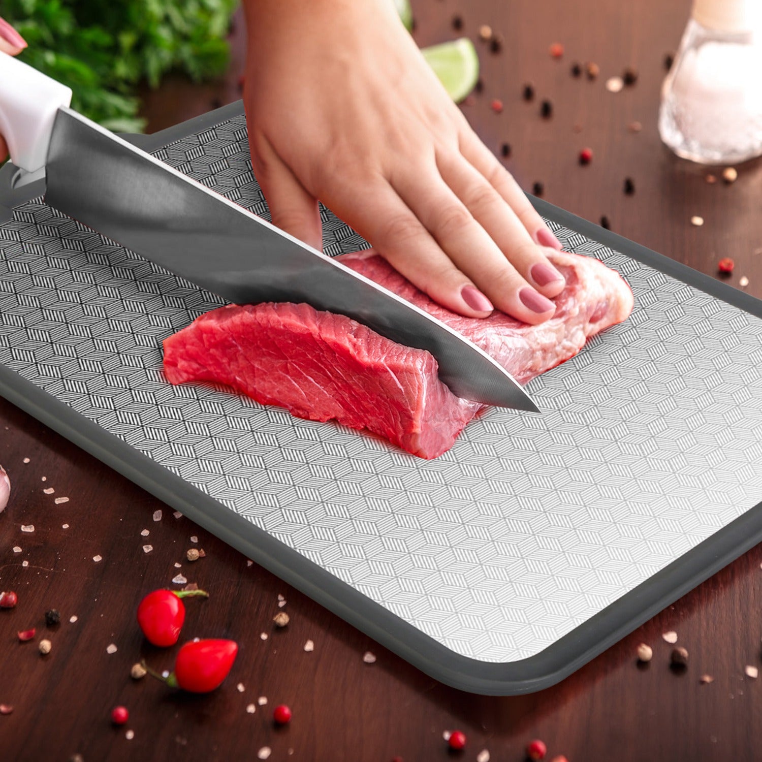 2Pcs Double Sided Cutting Board Stainless