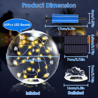 2Pcs Floating Pool Lights 14in Solar Powered
