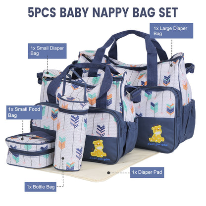 5Pcs Baby Nappy Diaper Bags