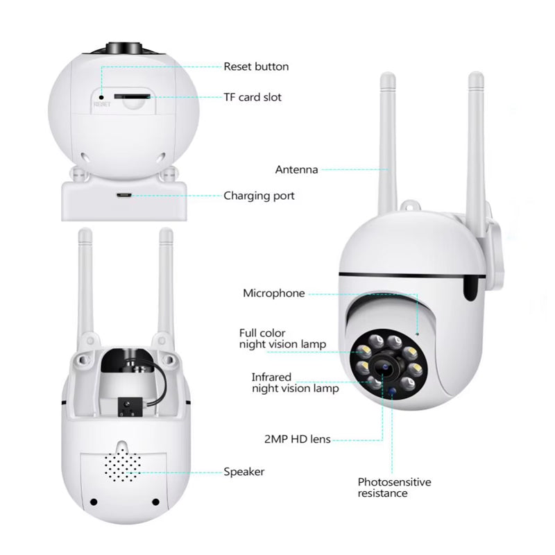 1080P Wi-Fi Home Security CCTV Camera With Night Vision 2.4GHz