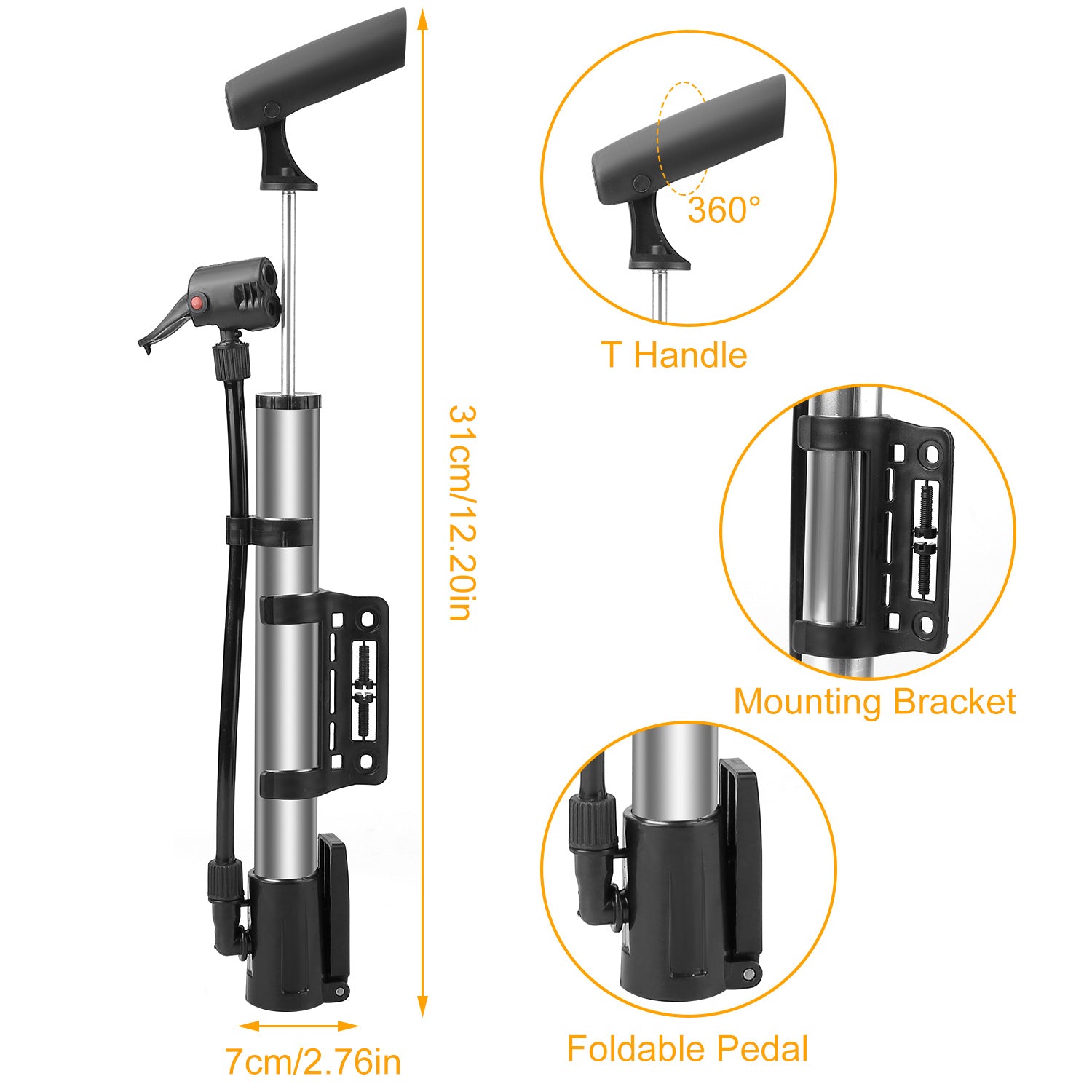 1Pc Minibike Inflator Portable Bicycle Tire Inflator Ball Air