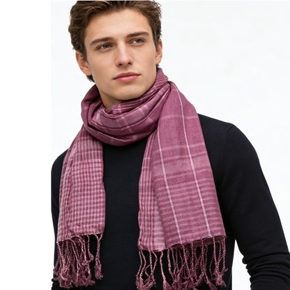 2pcs Bright Color Block Fuchsia Yarn-Dyed