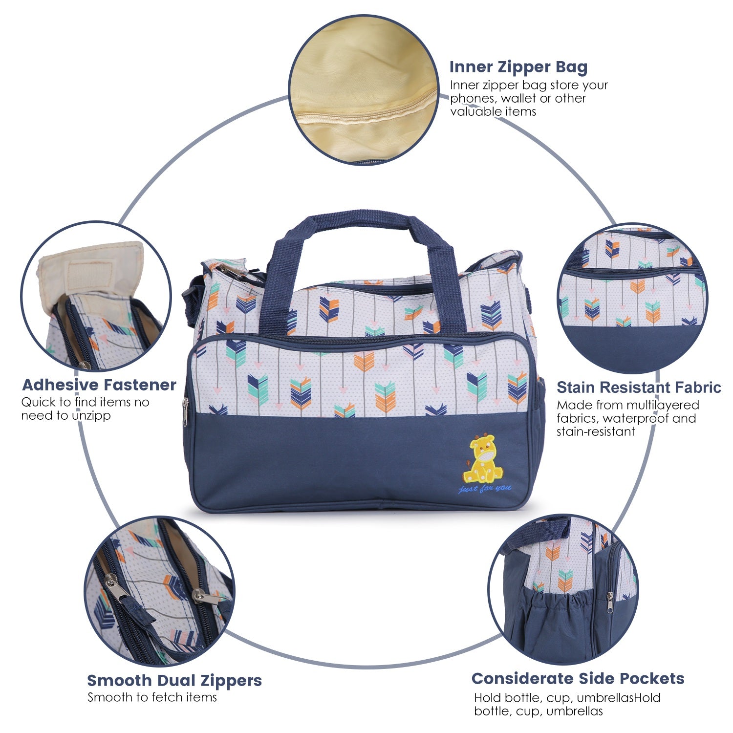 5Pcs Baby Nappy Diaper Bags