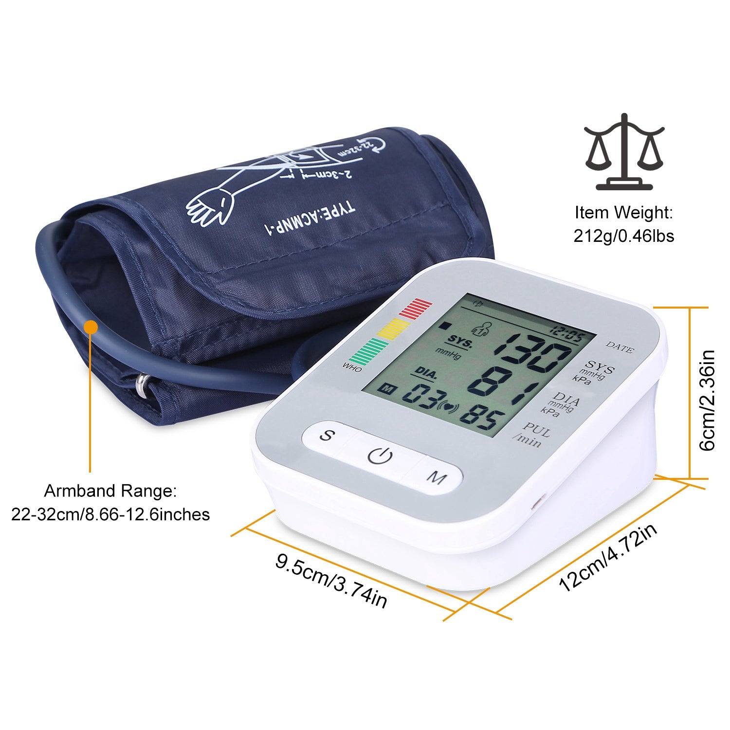 1Pc Digital Arm Blood Pressure Monitor with Voice